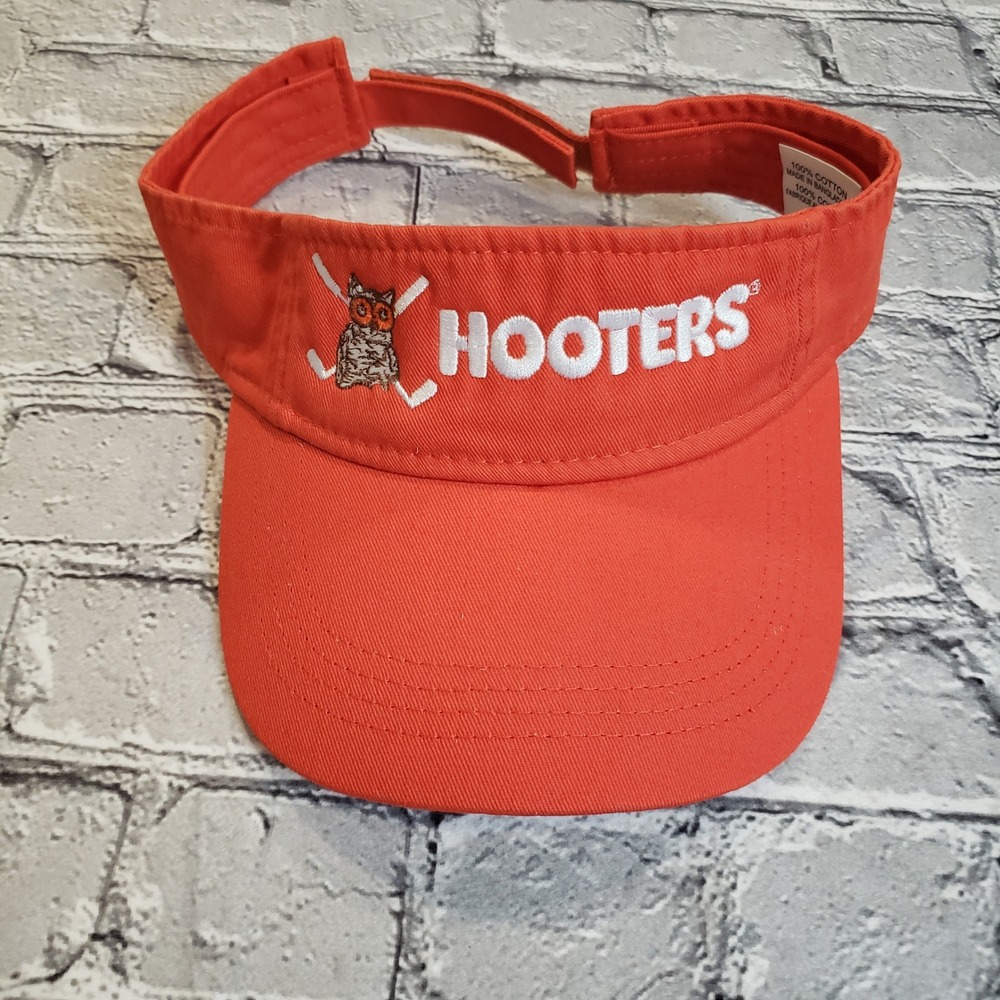 Hooters Orange Sun Visor Hat Adjustable Cotton Owl Logo Embroidered Golf Cap